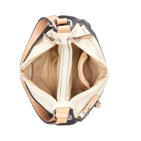 GIANI BERNINI pebbled faux-leather colorblock hobo shoulder bag -BLACK/IVORY - Picture 7 of 8